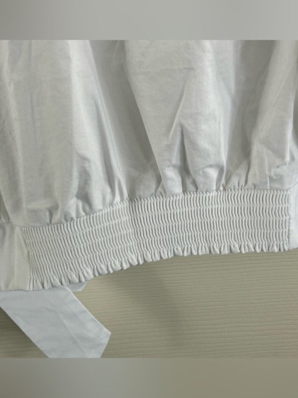 Banana Republic White Wrap Tie Puff-Sleeve Blouse Sz Med Summer Business Casual - Picture 11 of 16